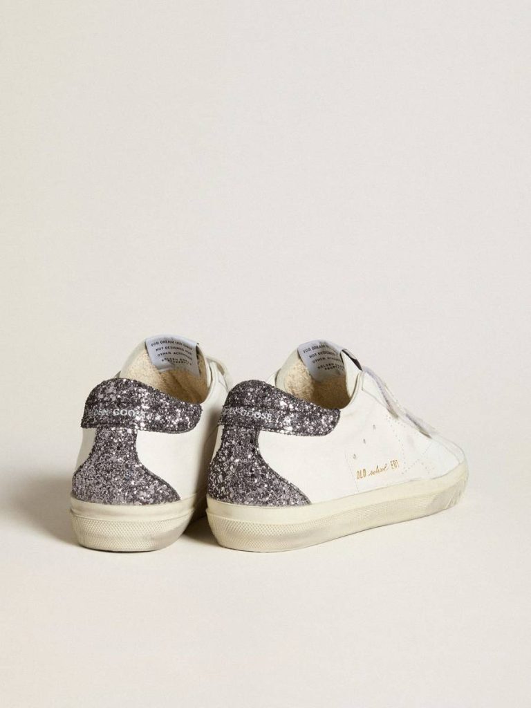 Bio-Based Old School With Perforated Star And Glitter Heel Tab Super-Star White Women Golden Goose - 4