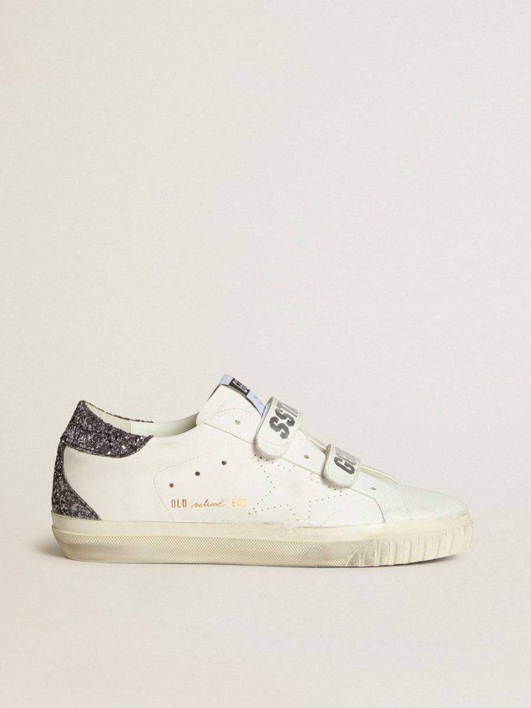 Bio-Based Old School With Perforated Star And Glitter Heel Tab Super-Star White Women Golden Goose - 1