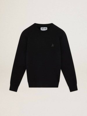 Black Archibald Star Collection Sweatshirt With Tone-On-Tone Star On The Front Sweatshirts Golden Goose Black Men - 1