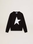 Black Golden Goose Boys’ Black Sweatshirt With White Maxi Star On The Front Topwear Selection (4-12 Years) Kids - 1