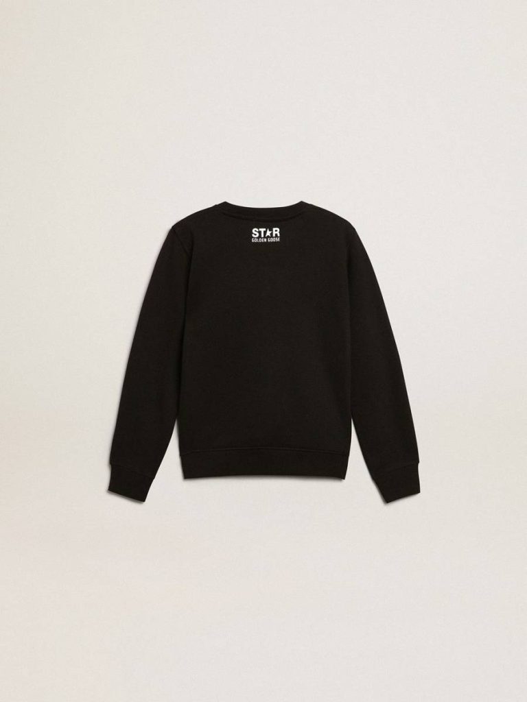 Black Golden Goose Boys’ Black Sweatshirt With White Maxi Star On The Front Topwear Selection (4-12 Years) Kids - 2