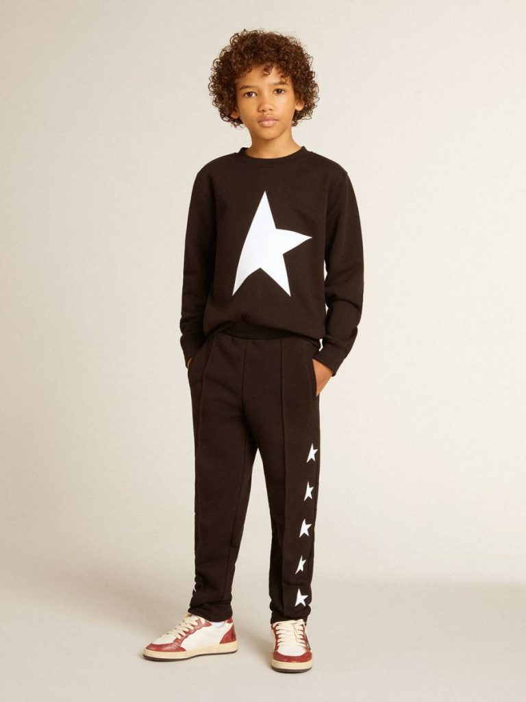 Black Golden Goose Boys’ Black Sweatshirt With White Maxi Star On The Front Topwear Selection (4-12 Years) Kids - 4