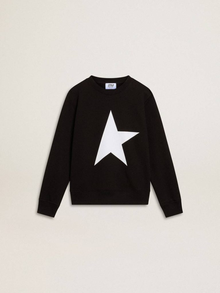 Black Golden Goose Boys’ Black Sweatshirt With White Maxi Star On The Front Topwear Selection (4-12 Years) Kids - 1
