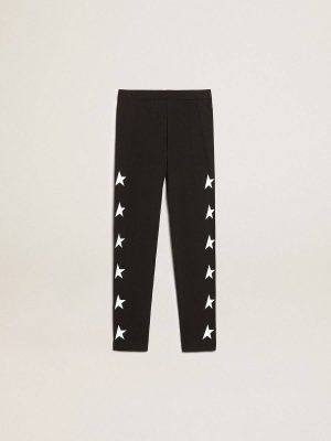 Black Golden Goose Girls’ Black Leggings With White Stars On The Sides Bottomwear Selection (4-12 Years) Kids - 1