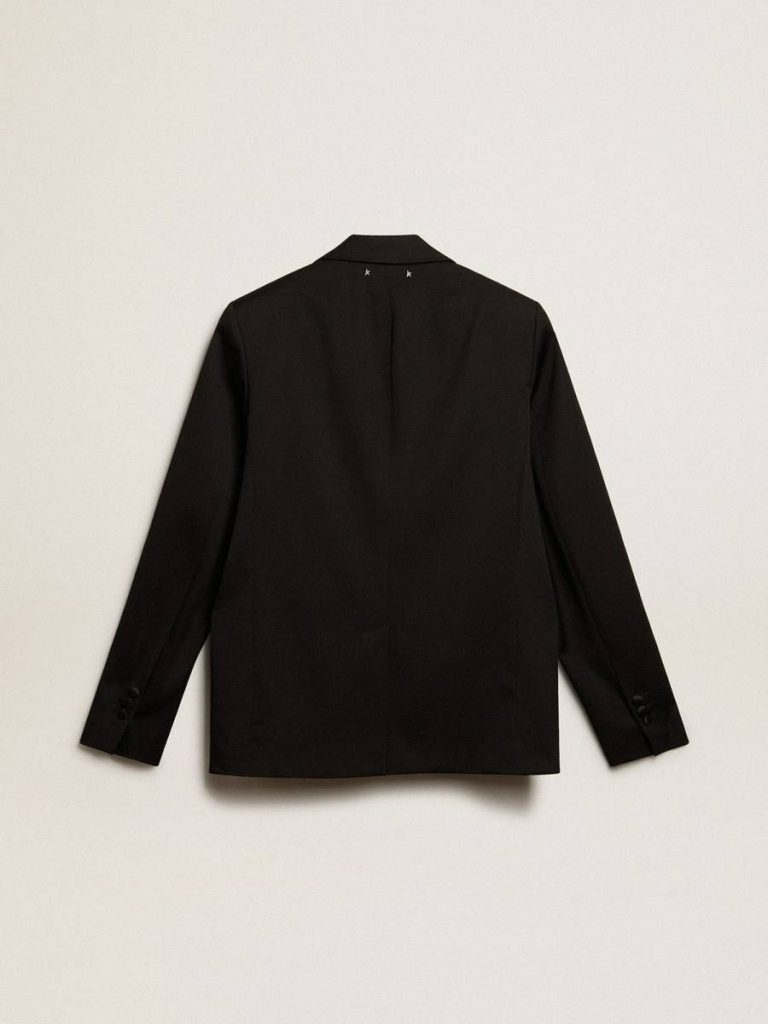 Black Golden Goose Men’s Tuxedo Jacket In Black Wool Gabardine Blazers Men - 5