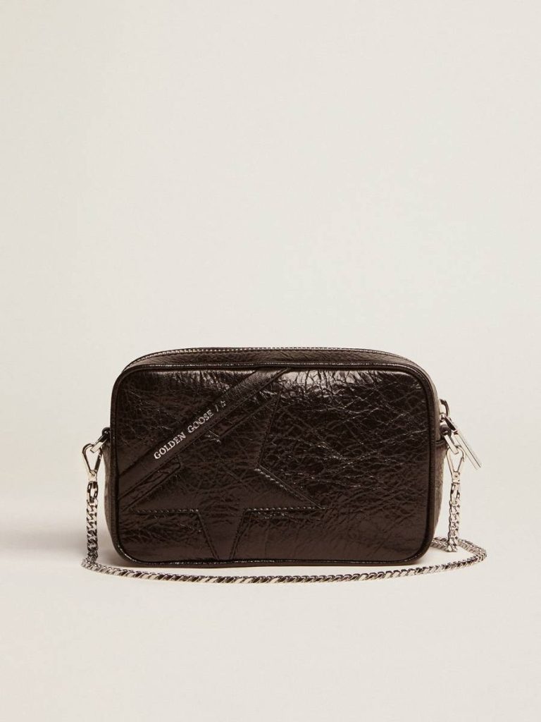 Black Golden Goose Women Women's Mini Star Bag In Black Glossy Leather With Tone-On-Tone Star Crossbody Bags - 1