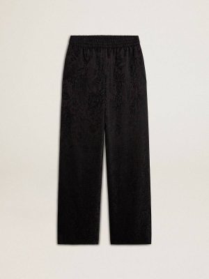 Black Golden Goose Women's Black Joggers With A Tone-On-Tone Toile De Jouy Print Women Jeans & Pants - 1