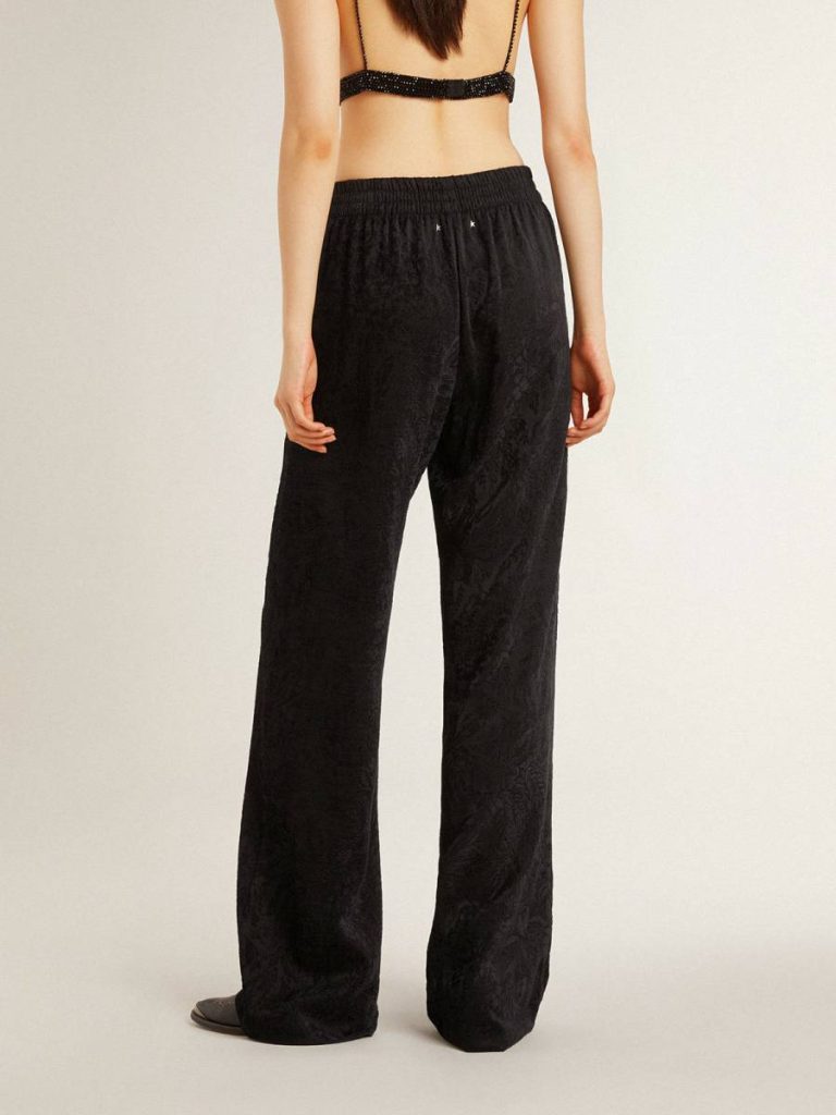 Black Golden Goose Women's Black Joggers With A Tone-On-Tone Toile De Jouy Print Women Jeans & Pants - 4