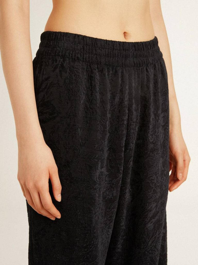 Black Golden Goose Women's Black Joggers With A Tone-On-Tone Toile De Jouy Print Women Jeans & Pants - 5