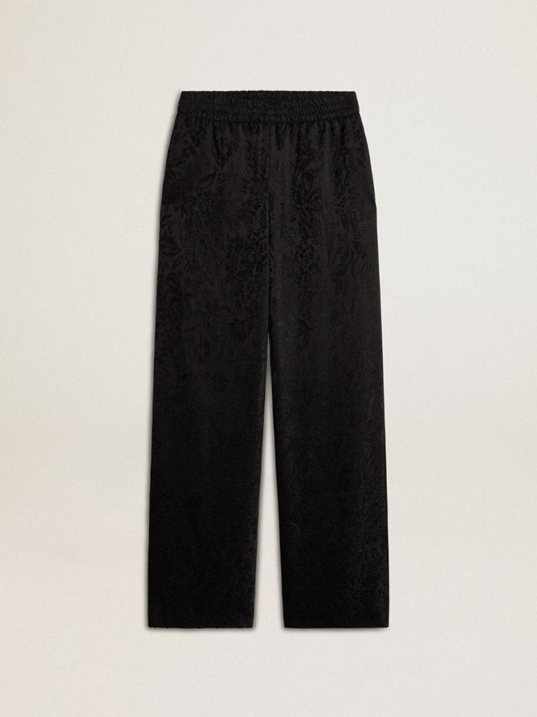 Black Golden Goose Women's Black Joggers With A Tone-On-Tone Toile De Jouy Print Women Jeans & Pants - 1