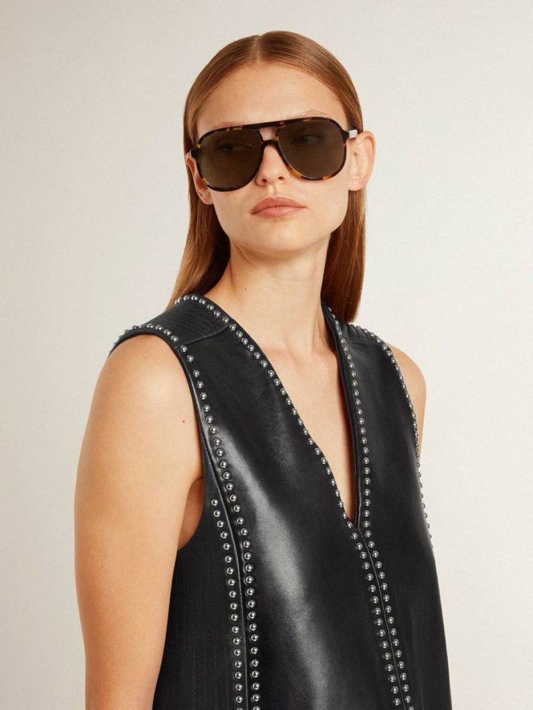 Black Golden Goose Women’s Black Nappa Leather Dress With Studs Women Dresses & Jumpsuits - 5