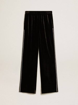 Black Joggers With White Embroidery Black Golden Goose Jeans & Pants Women - 1