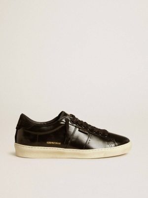 Black Men Ggdb Classics Golden Goose Men's Matchstar In Black Leather With Black Suede Heel Tab - 1