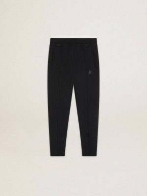 Black Men's Black Joggers With Star On The Front Jeans & Pants Golden Goose Men - 1