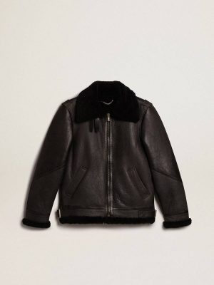 Black Sheepskin Jacket Coats & Jackets Black Golden Goose Men - 1