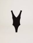 Black Women Women's Black V-Neck Bodysuit Golden Goose T-Shirts & Tops - 1