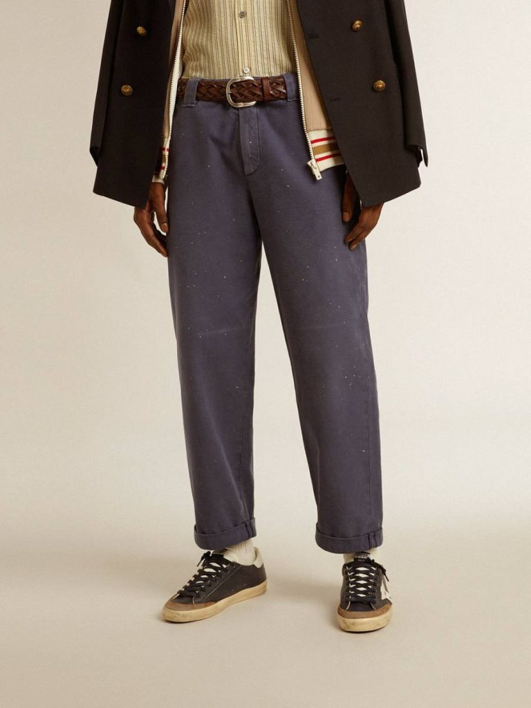 Blue Men's Chinos In Blue With A Lived-In Effect Jeans & Pants Men Golden Goose - 2