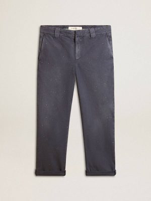 Blue Men's Chinos In Blue With A Lived-In Effect Jeans & Pants Men Golden Goose - 1