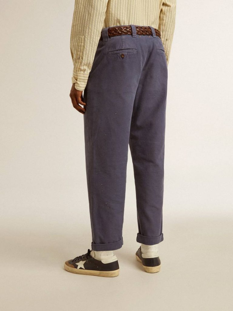 Blue Men's Chinos In Blue With A Lived-In Effect Jeans & Pants Men Golden Goose - 4