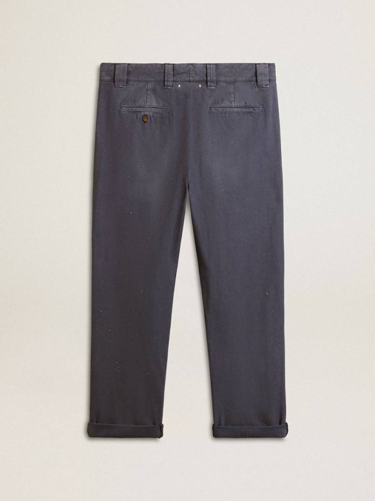 Blue Men's Chinos In Blue With A Lived-In Effect Jeans & Pants Men Golden Goose - 5