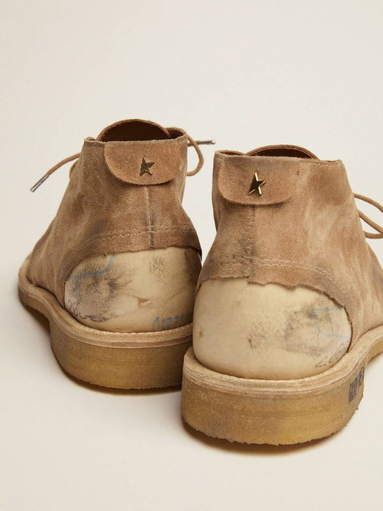 Boots Golden Goose Men Noel Ankle Boots In Caramel-Colored Suede - 4