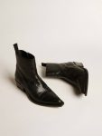 Boots Women Black Golden Goose Low Debbie Boots In Black Snake-Print Leather - 2
