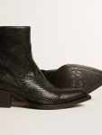 Boots Women Black Golden Goose Low Debbie Boots In Black Snake-Print Leather - 3