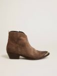 Boots Women Golden Goose Young Ankle Boots In Dark Brown Suede - 1