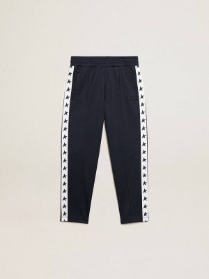 Bottomwear Selection (4-12 Years) Dark Blue Joggers With White Strip And Contrasting Stars Dark Blue Kids Golden Goose - 1