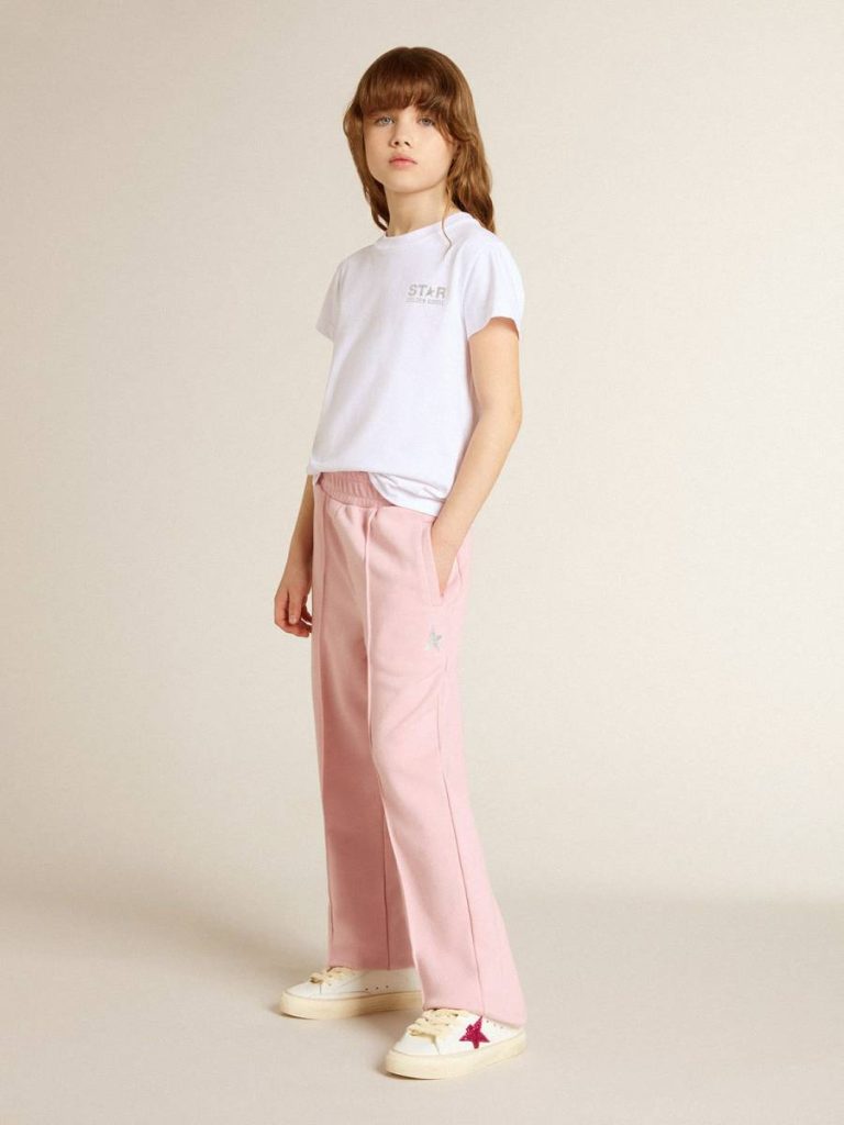 Bottomwear Selection (4-12 Years) Golden Goose Kids Pink Pink Joggers With Glitter Star On The Front - 3