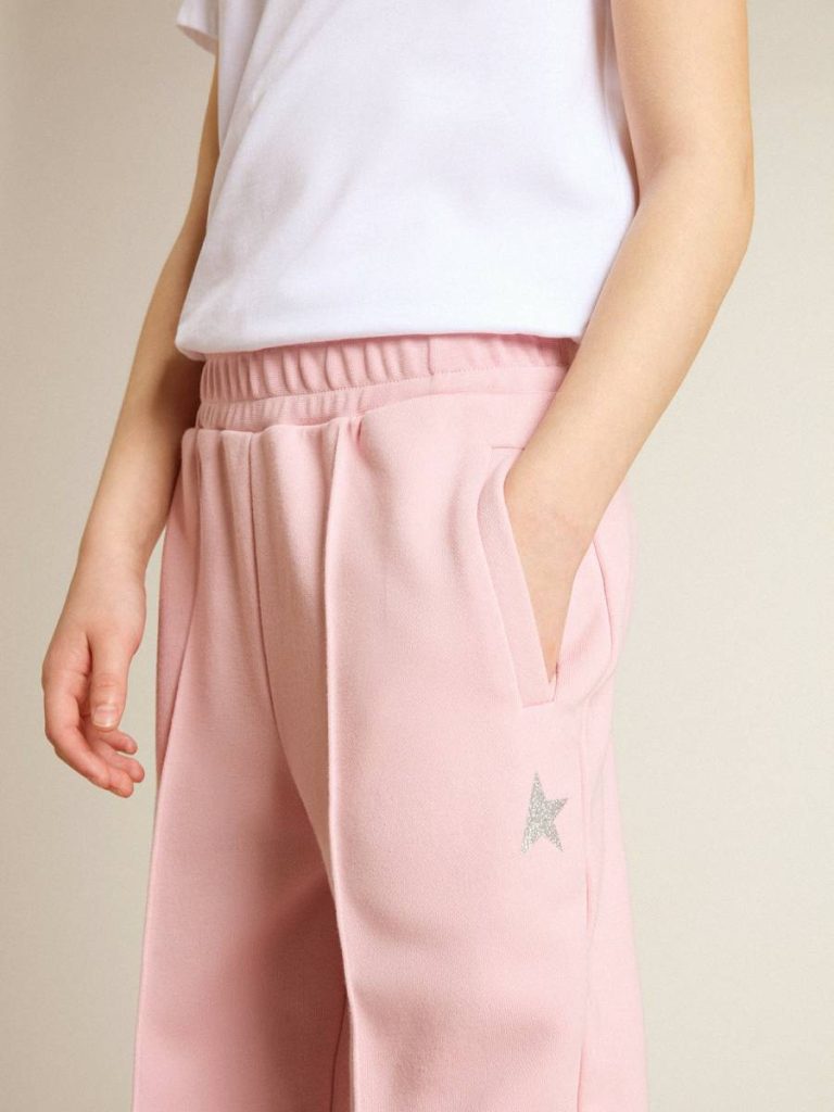 Bottomwear Selection (4-12 Years) Golden Goose Kids Pink Pink Joggers With Glitter Star On The Front - 5