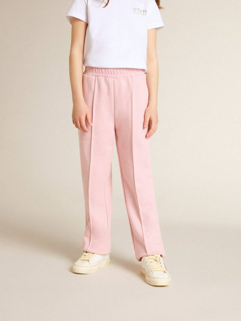 Bottomwear Selection (4-12 Years) Golden Goose Kids Pink Pink Joggers With Glitter Star On The Front - 1