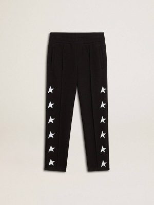 Bottomwear Selection (4-12 Years) Kids Black Boys’ Black Joggers With White Stars Golden Goose - 1