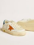 Boys (4-10 Years) Golden Goose May Teen In Nubuck With Orange Star And Blue Heel Tab Kids - 3