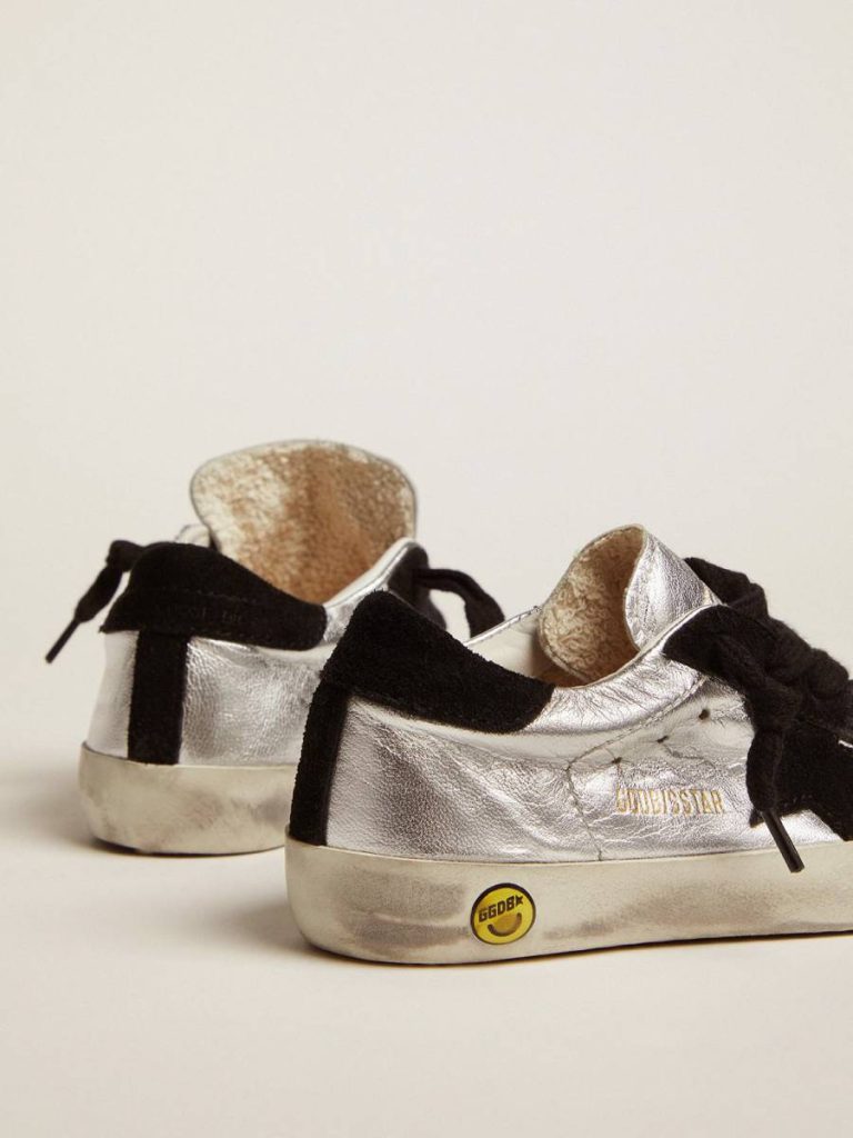 Boys (4-10 Years) Kids Super-Star Sneakers In Silver Leather With Suede Inserts Golden Goose - 2