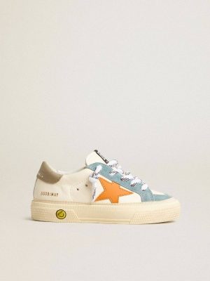 Boys (4-10 Years) May Teen In Nappa With Orange Leather Star And Blue Suede Inserts Kids Golden Goose - 1