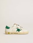 Boys (4-10 Years) White Golden Goose Old School Young With Green Suede Star And Heel Tab Kids - 1