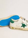 Boys (4-10 Years) White Golden Goose Old School Young With Green Suede Star And Heel Tab Kids - 3