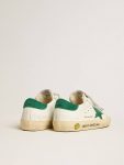 Boys (4-10 Years) White Golden Goose Old School Young With Green Suede Star And Heel Tab Kids - 4
