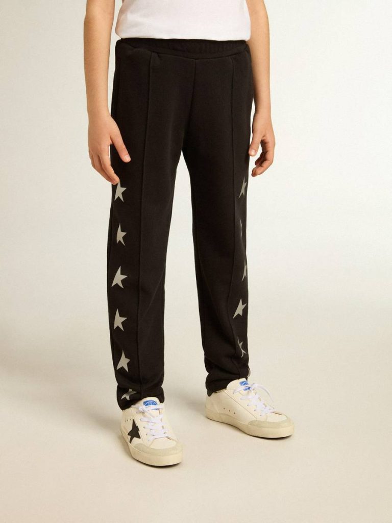 Boys’ Black Joggers With White Stars Bottomwear Selection (4-12 Years) Kids Golden Goose Black - 2