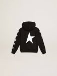 Boys’ Hooded Sweatshirt In Black With Contrasting White Stars Kids Black Golden Goose Topwear Selection (4-12 Years) - 5