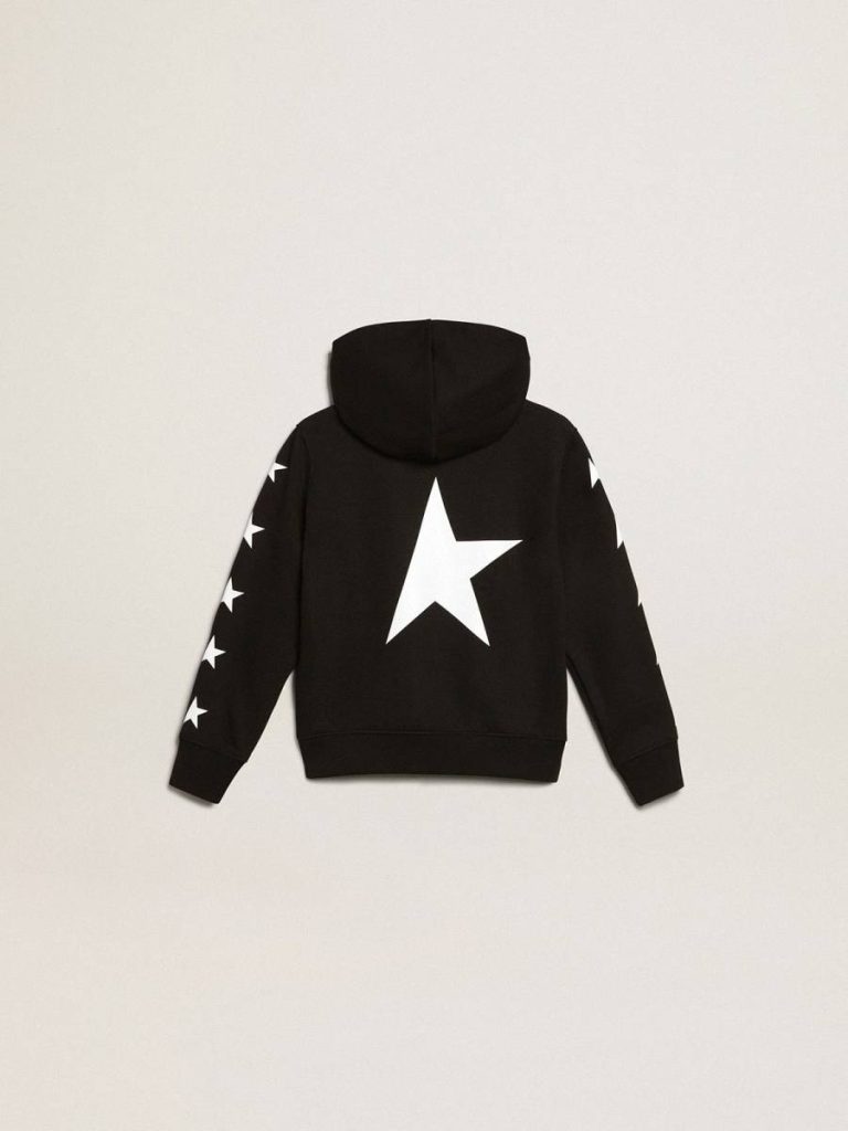 Boys’ Hooded Sweatshirt In Black With Contrasting White Stars Kids Black Golden Goose Topwear Selection (4-12 Years) - 5