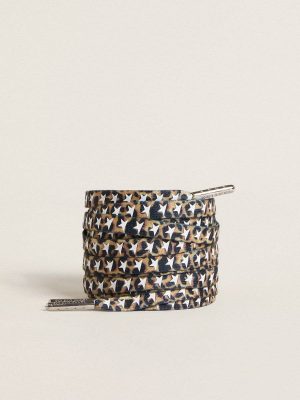 Brown Leopard-Print Laces With Contrasting White Stars Beige And Brown Leopard Print Women Laces Golden Goose - 1