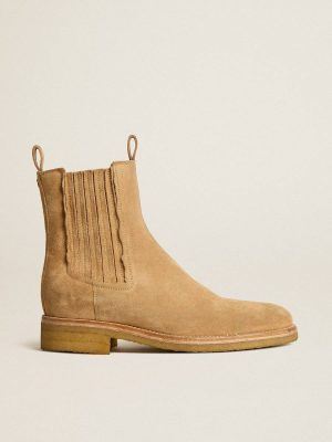 Chelsea Boots In Suede Tobacco Boots Golden Goose Men - 1