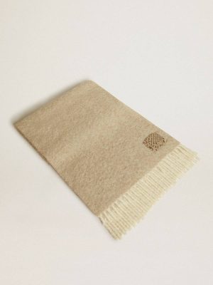 Cny Scarf In Beige Alpaca Wool With Fringe Women Silks & Scarves Golden Goose Beige - 1