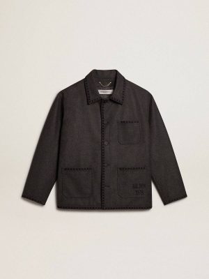 Coats & Jackets Gray Melange Woolen Jacket With Button Fastening Dark Gray Melange Golden Goose Men - 1
