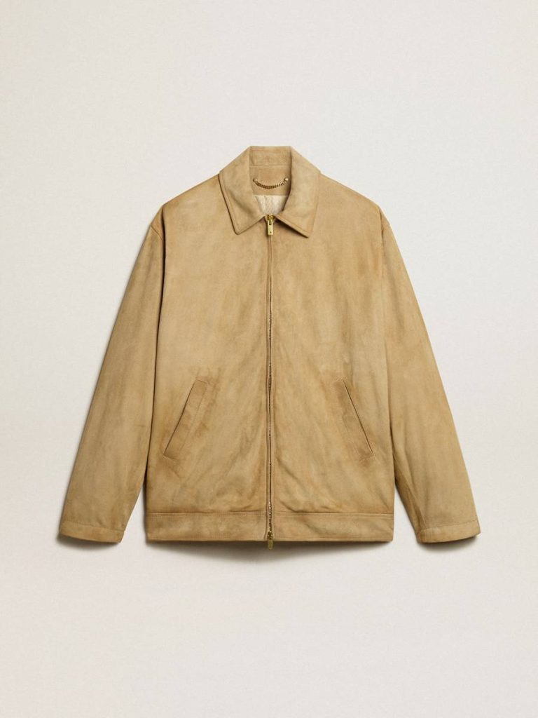 Coats & Jackets Men Beige Golden Goose Beige-Colored Leather Jacket With Zip Fastening - 1