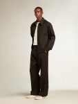 Coats & Jackets Men Black Golden Goose Men’s Zip-Up Jacket In Black Wool Gabardine - 3