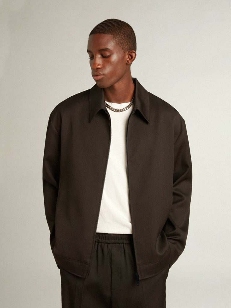 Coats & Jackets Men Black Golden Goose Men’s Zip-Up Jacket In Black Wool Gabardine - 5
