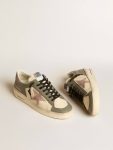 Cream And Gray Men's Stardan Ltd In Gray Leather With A Pink Leather Star And Heel Tab Golden Goose Men Stardan - 2